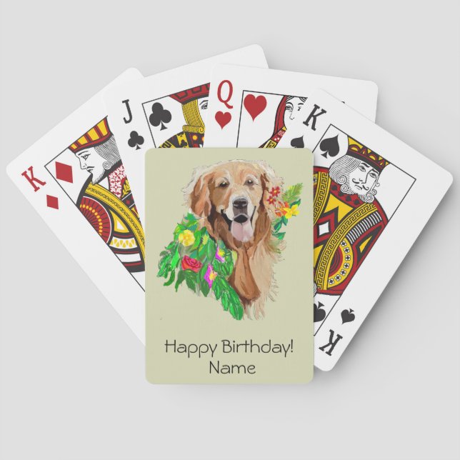 Cute Hund Amid Flowers Golden Retriever Casinokort (Baksidan)