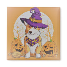 Cute Hund and Pumpkins