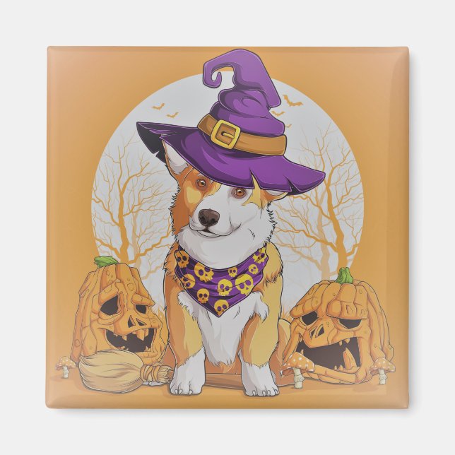 Cute Hund and Pumpkins Magnet (Framsidan)