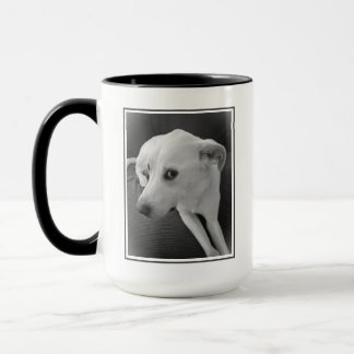 Cute Hund Ansikte, ett fint svart och vitt foto Mugg