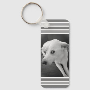 Cute Hund Ansikte, ett fint svart och vitt foto Nyckelring