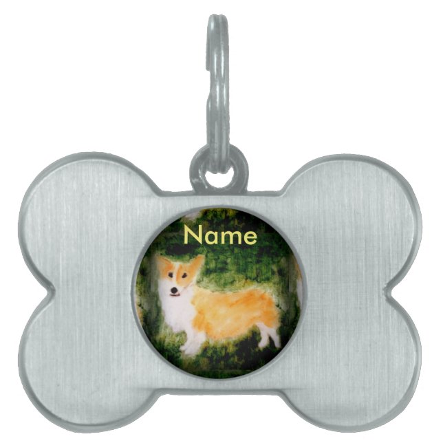 Cute Hund Art Corgi, namngiven ID-bricka Husdjur (Framsidan)