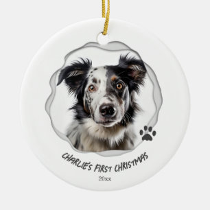 Cute Hund Art Första julen Helgdag Julgransprydnad Keramik