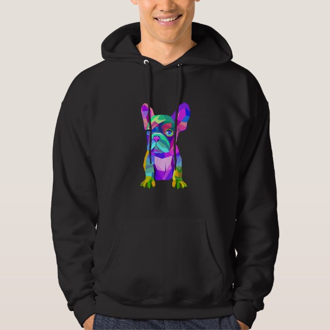 Cute Hund aveln, Färgad Bulldog Fransk Gift Hoodie (Framsida)