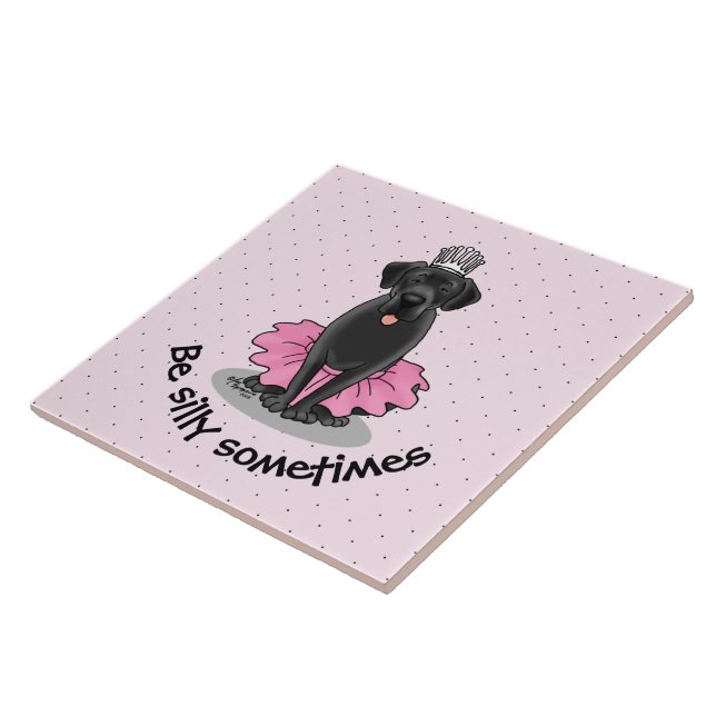 Cute Hund Ballet Princess Black Labrador Retriever Kakelplatta (Sidan)