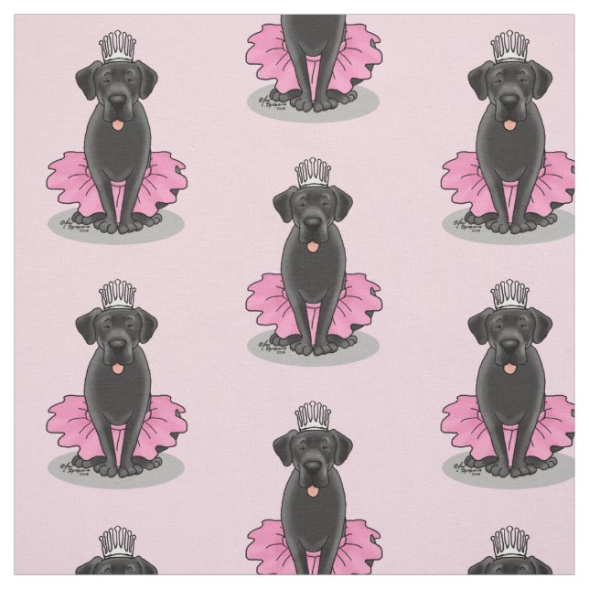 Cute Hund Ballet Princess Black Labrador Retriever Tyg (Provkarta)