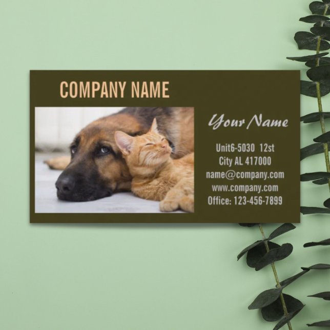 Cute hund, barnvakt, husdjursgroomer visitkort (Cute dog cat pet sitter animal sitter pet groomer business card)