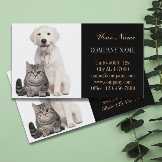 Cute hund, barnvakt, husdjursgroomer visitkort (Cute dog cat pet sitter animal sitter pet groomer business card)