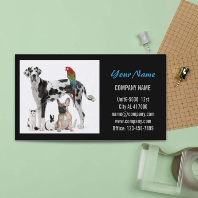 Cute hund, barnvakt, husdjursgroomer visitkort (Cute dog cat pet sitter animal sitter pet groomer business card)