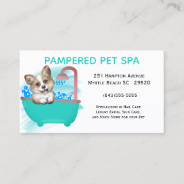 Cute Hund Bath Grönt Pet Groomer Affärskort Visitkort