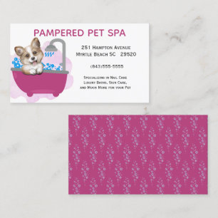 Cute Hund Bath Lila Pet Groomer Business Visitkort