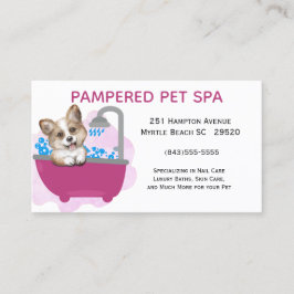 Cute Hund Bath Lila Pet Groomer Business Visitkort