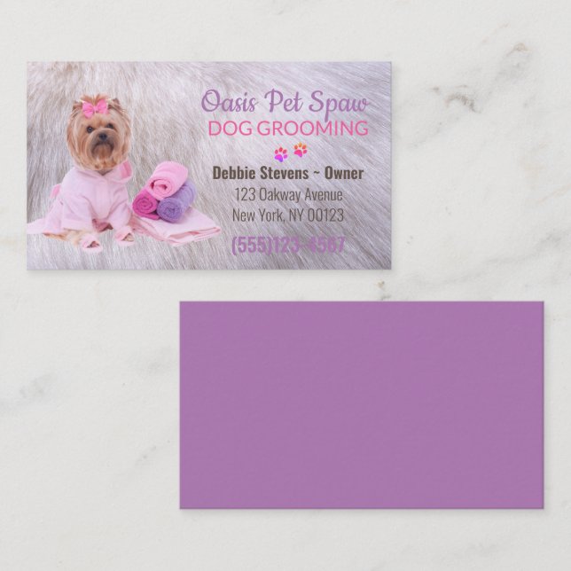 Cute Hund Bathing Pet Grooming Service Visitkort (Fram/baksida)