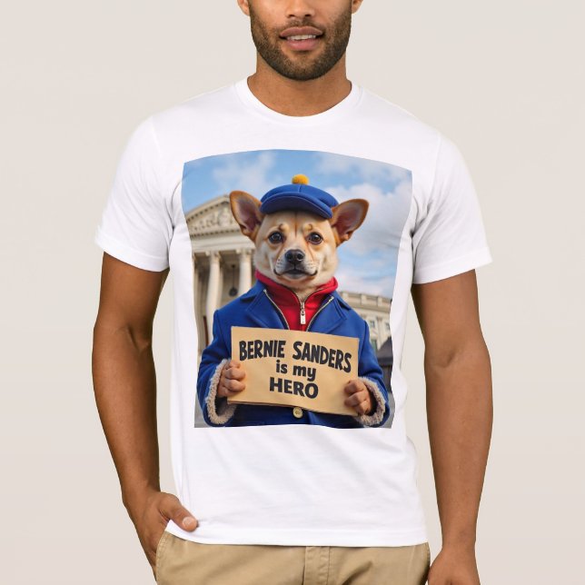 Cute Hund Bernie Sanders är min Hero Sweatshirt T Shirt (Framsida)