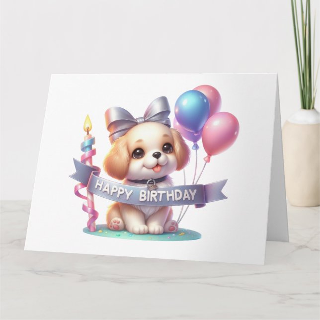 Cute Hund Birday Card Kort (Framsida)