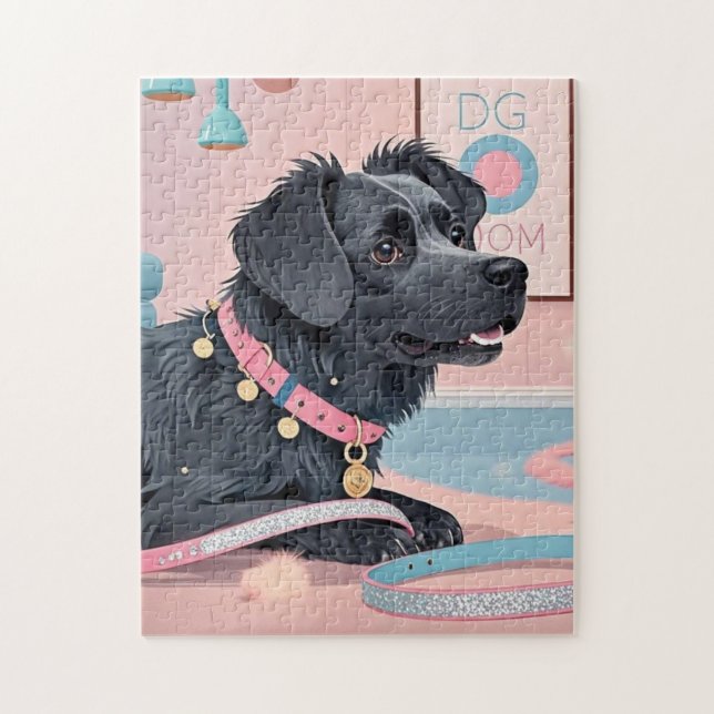 Cute hund Blue bling hund mamma Pussel (Vertikal)