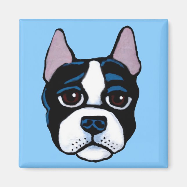 Cute hund, Boston Bull Terrier puppy Magnet (Framsidan)