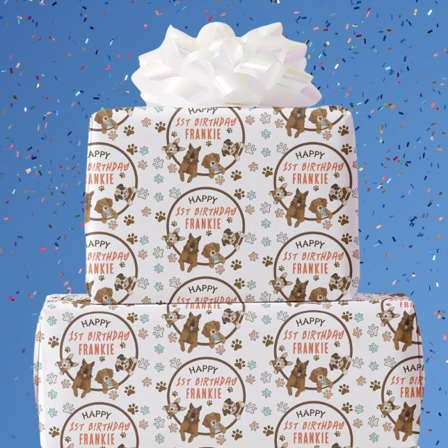 Cute Hund Boys Birthday Presentpapper (Skapare uppladdad)