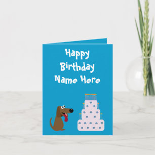 Cute Hund & Cake Birthday Animal Charity Blue Kort