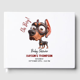 Cute Hund Caricatures Baby Shower for Boy Gästböcker