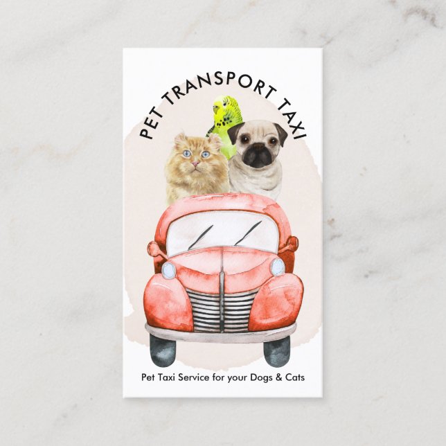 Cute Hund Cat Bird Pet Transport Visitkort (Framsida)