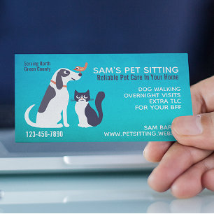 Cute Hund Cat och Bird Pet-Sitta från Animal Lov Visitkort