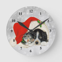 Cute Hund Cat Santa Cap jul