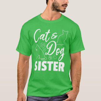 Cute Hund Cat Sister Hund Sister Hund älskare Cat  T Shirt