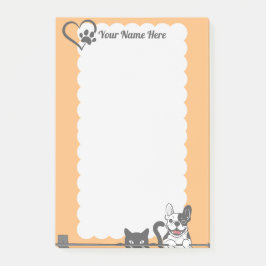 Cute Hund Cat Tass Heart Orange Post-it Block