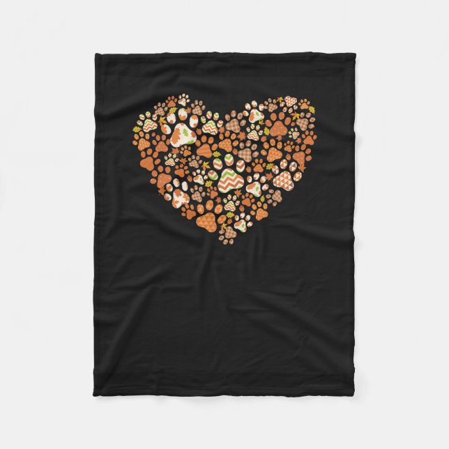 Cute-hund-cat-tass-print-pumpkin-hösten-löv faller fleecefilt (Framsidan)