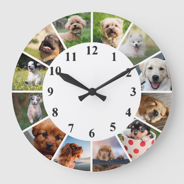 Cute Hund Clock - marionettfotografiklocka Stor Klocka (Framsida)