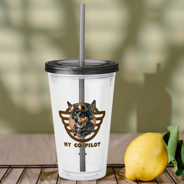 Cute Hund Co-pilot, Coola Pet Animal, Aviation Take Away Mugg (Skapare uppladdad)