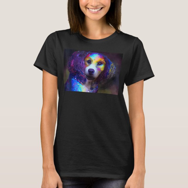 Cute Hund colorful gems hund T Shirt (Framsida)