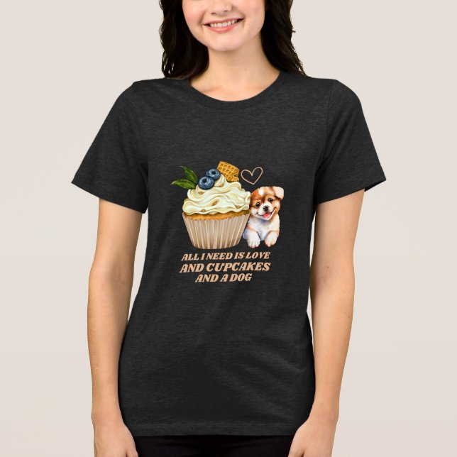 Cute Hund Cupkaka Älskare Gift Tee (Framsida)
