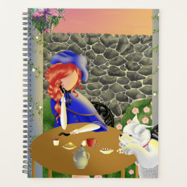 Cute Hund & Dam i Cafe vid solnedgång