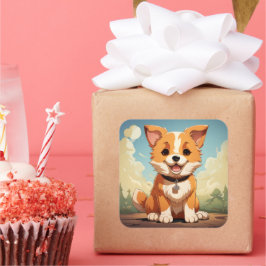 Cute hund-dekal fyrkantigt klistermärke