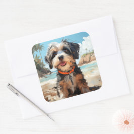 Cute hund-dekal fyrkantigt klistermärke