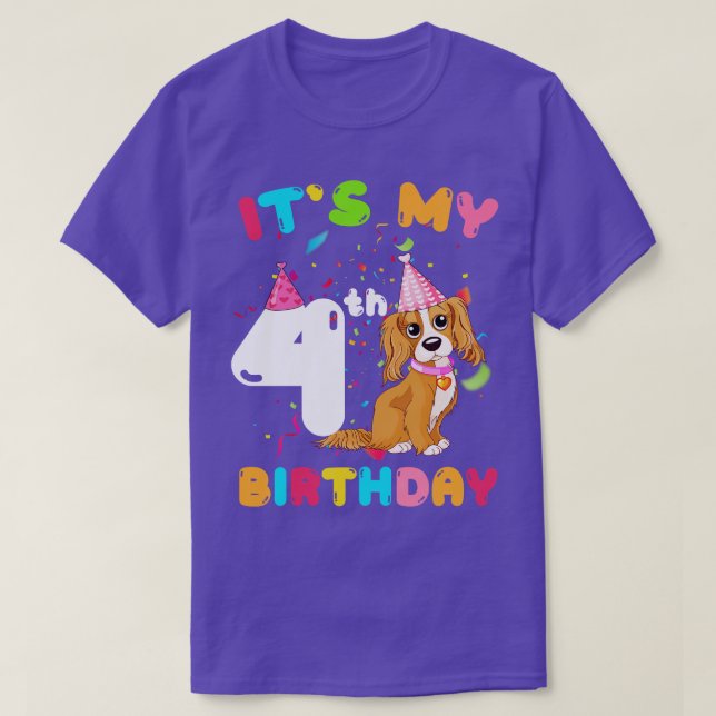 Cute Hund dess 4e födelsedagen T Shirt (Design framsida)