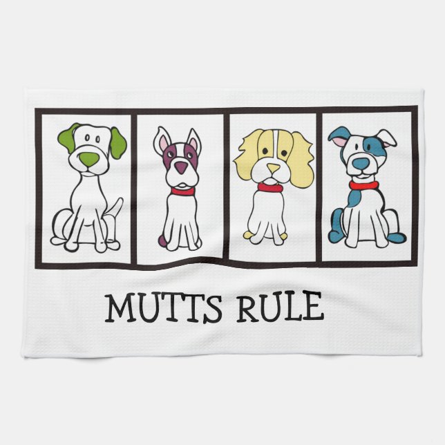 Cute Hund Dishtowel - Mutsregel Kökshandduk (Horisontell)