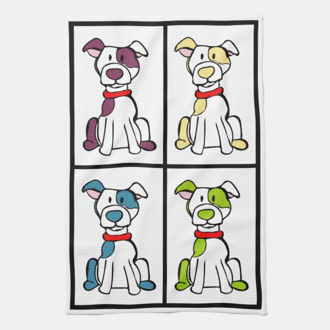 Cute Hund Dishtowel - Pitbull Kökshandduk (Vertikal)