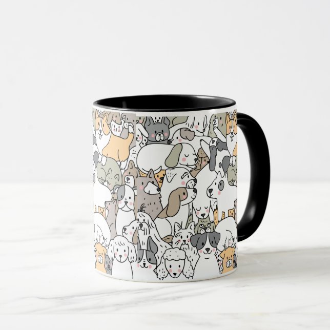 Cute Hund Doodle Mugg (Framsida höger)