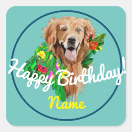 Cute Hund Dreamy Golden Retriever Fyrkantigt Klistermärke