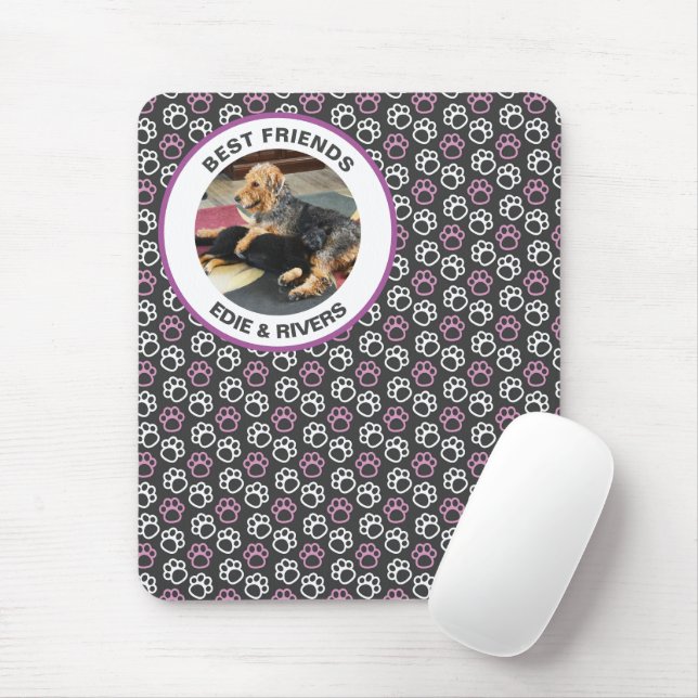 Cute Hund Foot Prages Mousepad Musmatta (Med mus)