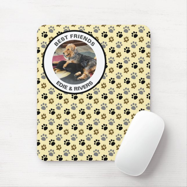 Cute Hund Foot Prages Mousepad Musmatta (Med mus)