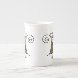 Cute hund foto med boho stil ram och din text benporslin mugg