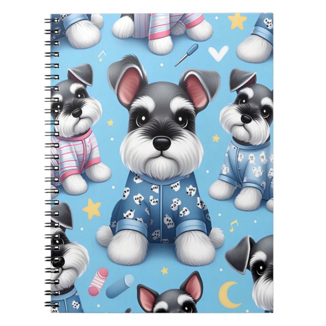 Cute Hund från Schnauzer Animal Mönster Anteckningsbok (Framsidan)