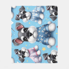 Cute Hund från Schnauzer Animal Mönster Fleecefilt