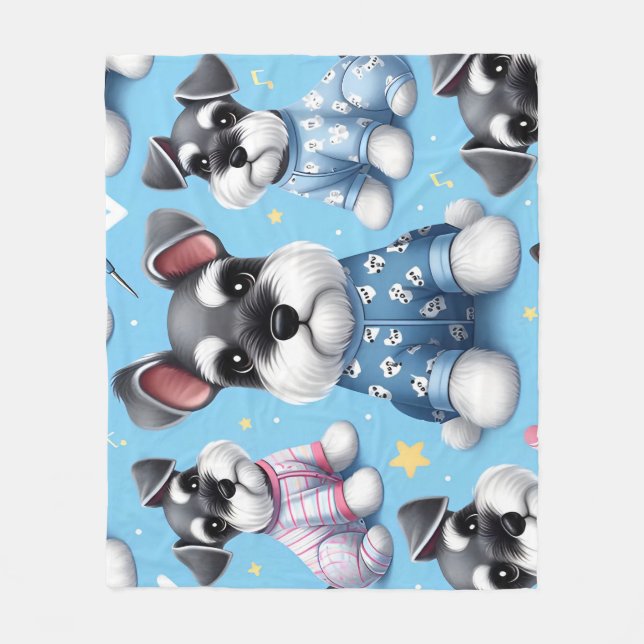 Cute Hund från Schnauzer Animal Mönster Fleecefilt (Framsidan)