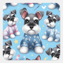 Cute Hund från Schnauzer Animal Mönster Fyrkantigt Klistermärke