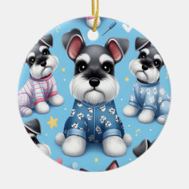 Cute Hund från Schnauzer Animal Mönster Julgransprydnad Keramik